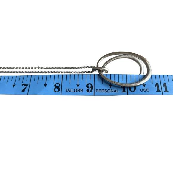 Fossil Chain Necklace Silver Tone Double Rings Circles 18" Signed Charms - Picture 10 of 11